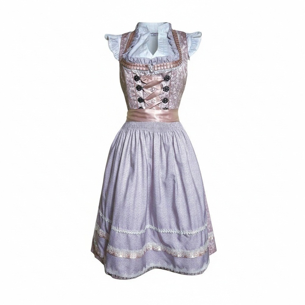 New Large Oktoberfest Lavender Purple Jacquard Dirndl Dress Bavarian German